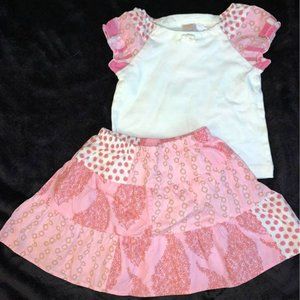 New Gymboree 18-24 months Girls Calypso Pink Patchwork Skirt and Top